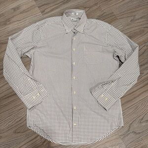 Peter Millar Men's Grid Pattern Shirt - burgundy and White